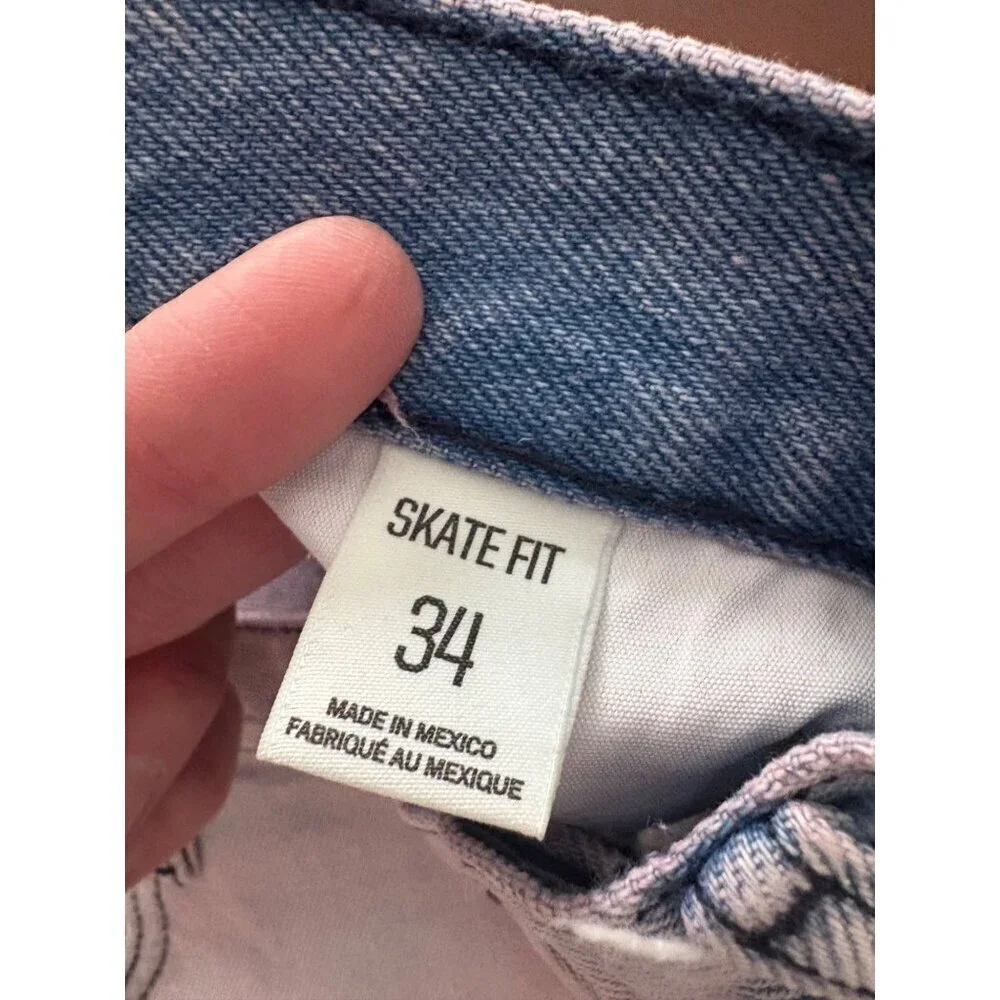 BDG UO Baggy Skate Fit Wide Leg Jeans in Pink Wash Men’s Size 34 x 32